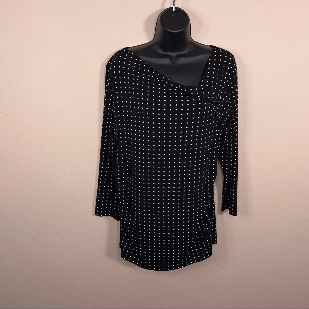 White House Black Market Black Polka Dot Long Sleeve Blouse - Picture 14 of 15